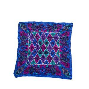 32 x 32 Blue wine green silk scarf handkerchief